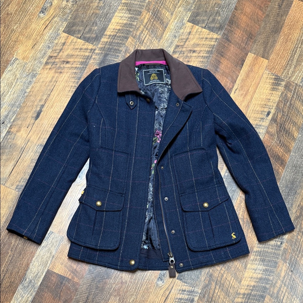 Joules Navy Utility Jacket with Brown Collar